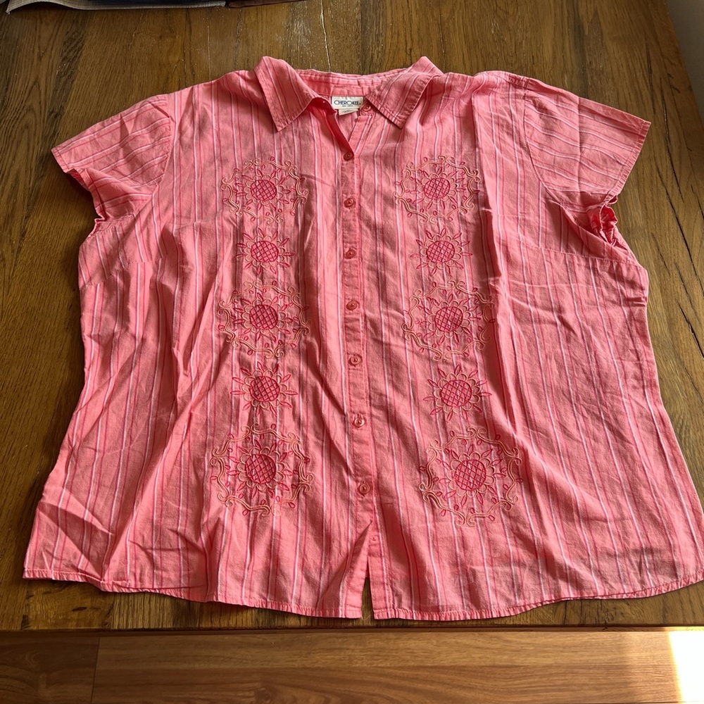 # 180 Cherokee Pink Embroidered Blouse